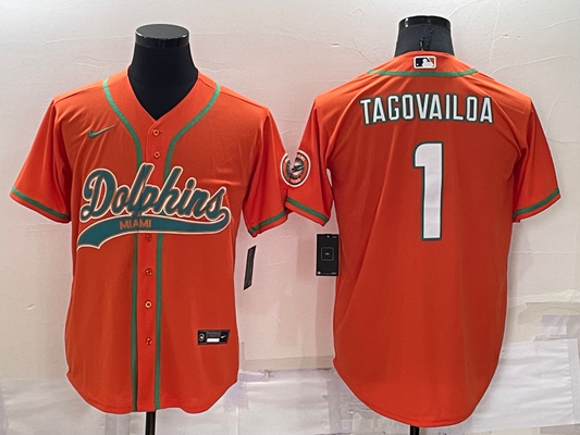 Men's Miami Dolphins Tua Tagovailoa #1 Orange Game Jersey1 Joint Edition