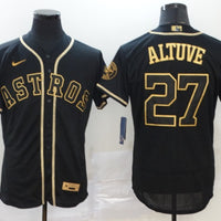 Men's Houston Astros Jose Altuve #27 Black Stitched Jersey1