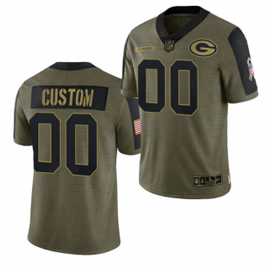 Custom1 Green Bay Packers Olive ACTIVE PLAYER Custom1 2021 Salute To Service Limited Stitched American Football Jerseys