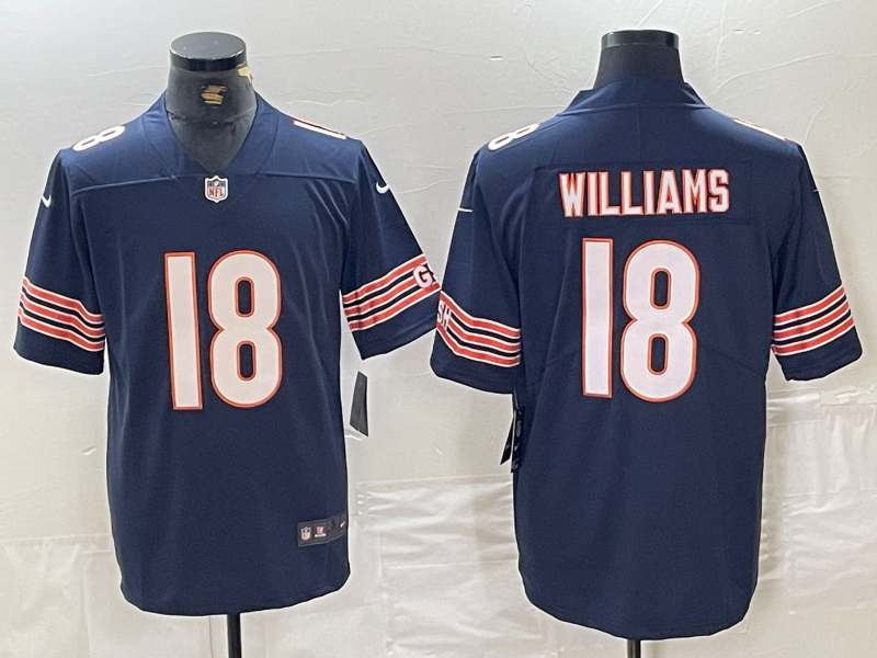 Men's Chicago Bears Caleb Williams #18 Navy 2024 NFL Draft First Round Pick Player Game Jersey1