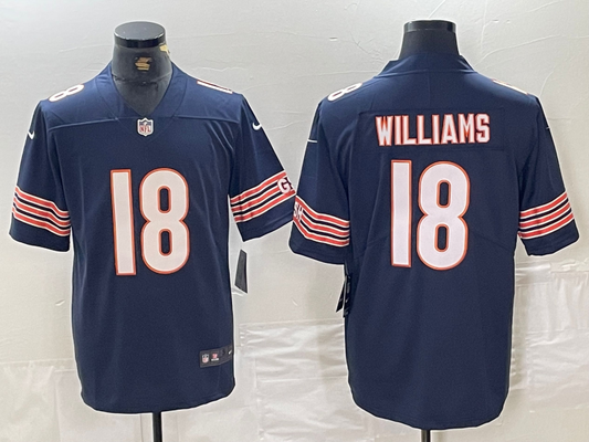 Men's Chicago Bears Caleb Williams #18 Navy 2024 NFL Draft First Round Pick Player Game Jersey1