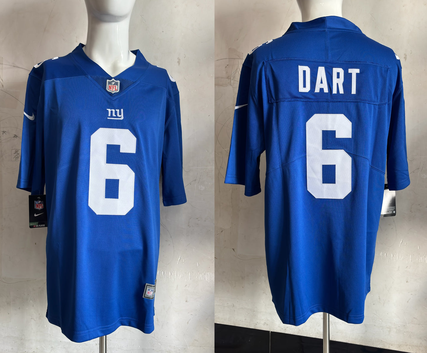 Men's New York Giants Jaxson Dart #6 Royal Game Player Jersey