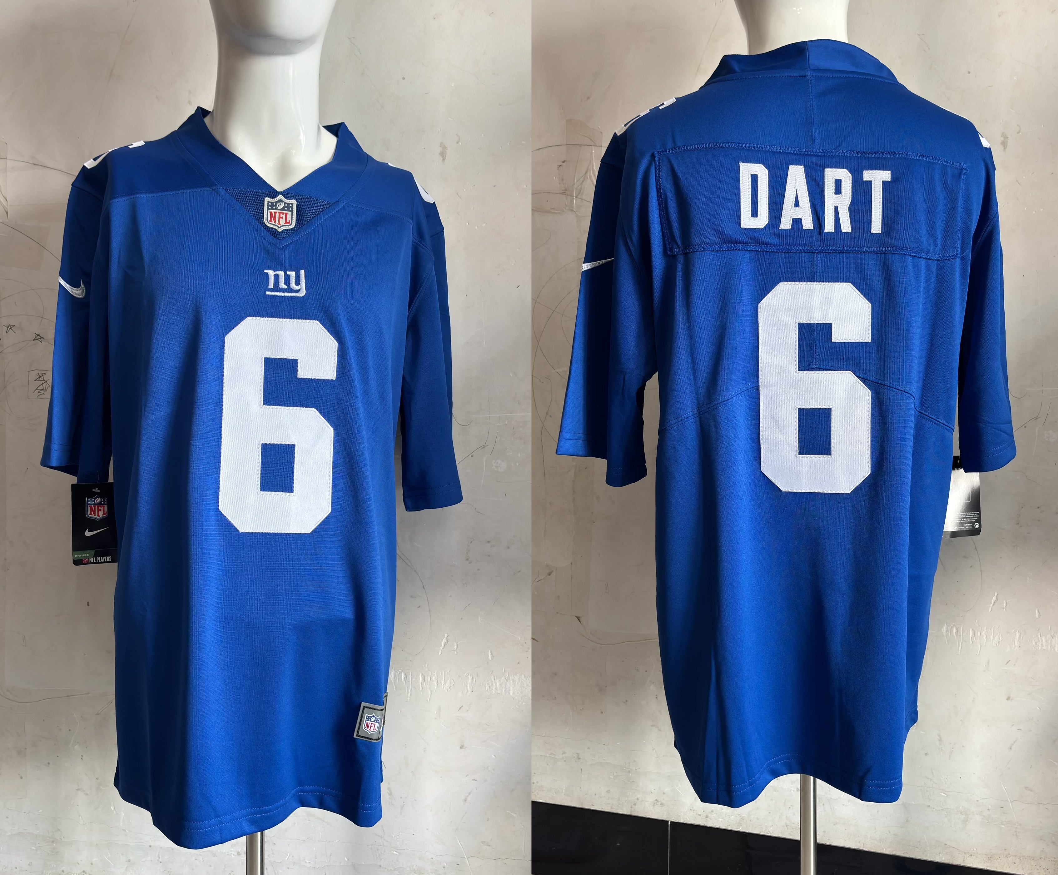 Men's New York Giants Jaxson Dart #6 Royal Game Player Jersey