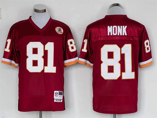 Men's Washington Redskins Art Monk Mitchell & Ness Burgundy Legacy Replica Jersey1