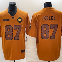 Men's Kansas City Chiefs Travis Kelce #87 Brown 2023 Salute To Service Retired Player Limited Jersey1