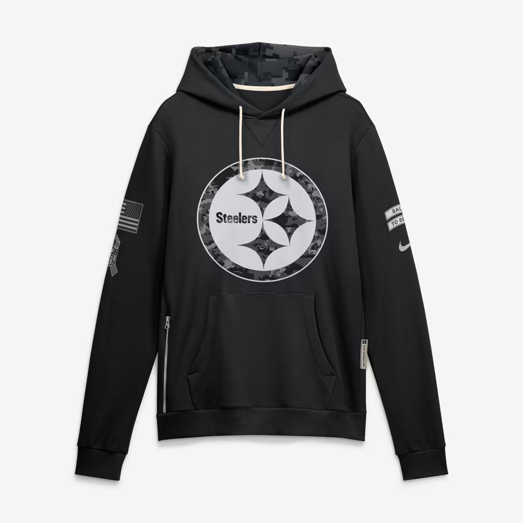 Men's Pittsburgh Steelers Black 2026 Salute to Service Sideline Dri-FIT Pullover Hoodie