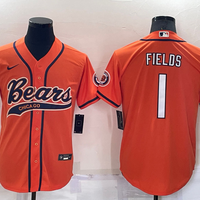 Men's Chicago Bears Justin Fields #1 Orange Game Jersey1 Joint Edition