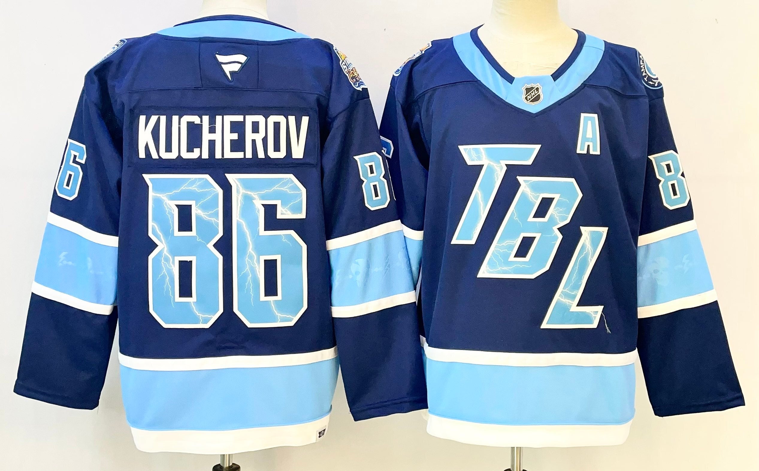 Men's Tampa Bay Lightning Nikita Kucherov #86 Blue Premium Player Jersey