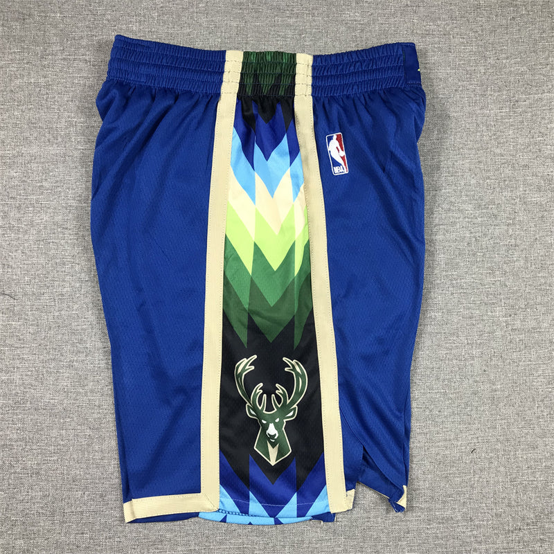 Men's Milwaukee Bucks 2022/23 Blue City Edition Basketball Shorts1