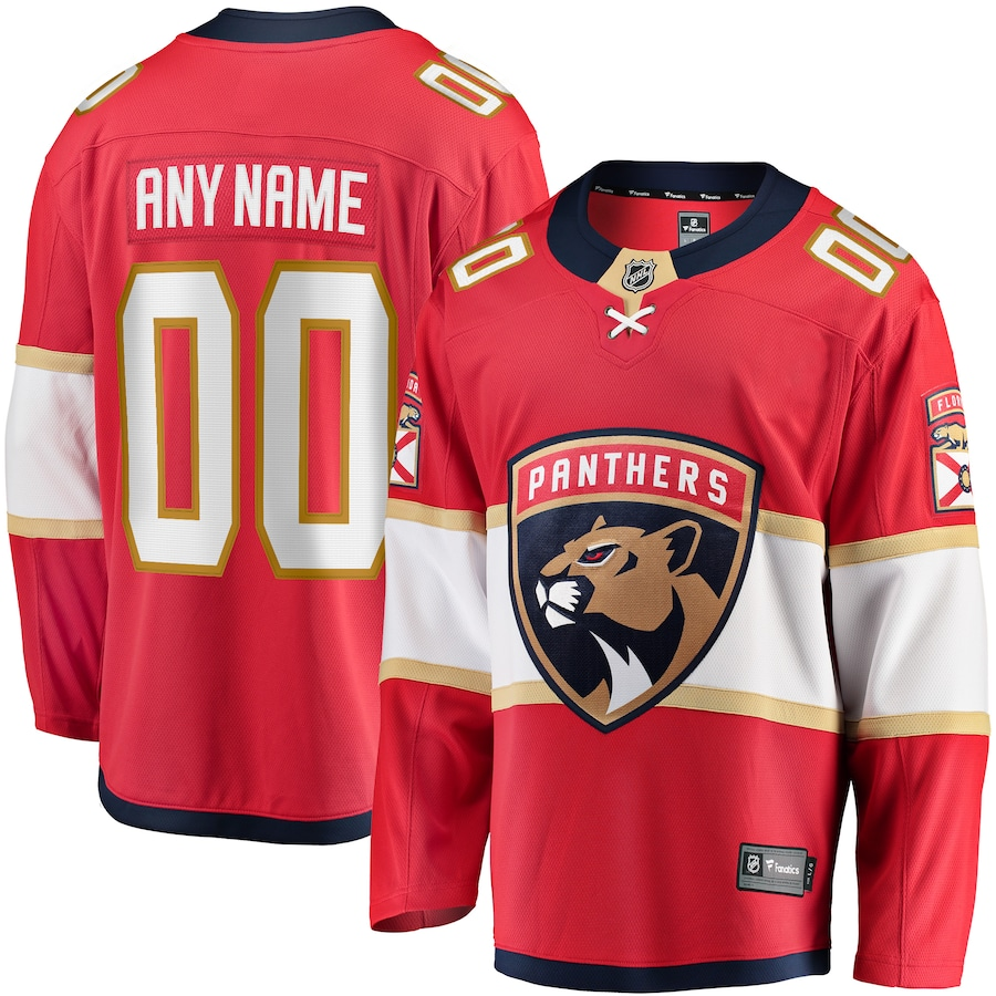 Men's Florida Panthers Red Home Breakaway Custom Jersey1