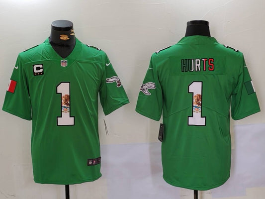 Men's Philadelphia Eagles Jalen Hurts #1 Kelly Green Alternate Game Jersey1