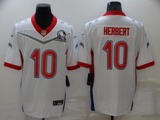Men's Los Angeles Chargers Justin Herbert #10 White ALL STAR Game Jersey1