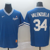 Men's Los Angeles Dodgers Fernando Valenzuela #34 Blue Game Player Jersey1