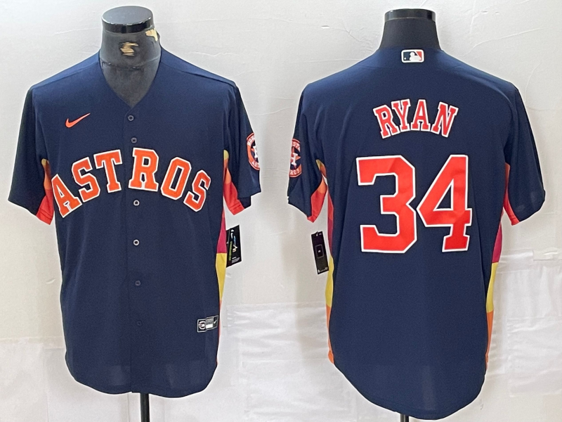 Men's Houston Astros Nolan Ryan #34 Navy Replica Team Jersey1