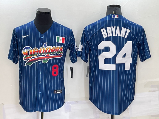 Men's Los Angeles Dodgers Kobe Bryant #8-24 Blue Stitched Jersey1