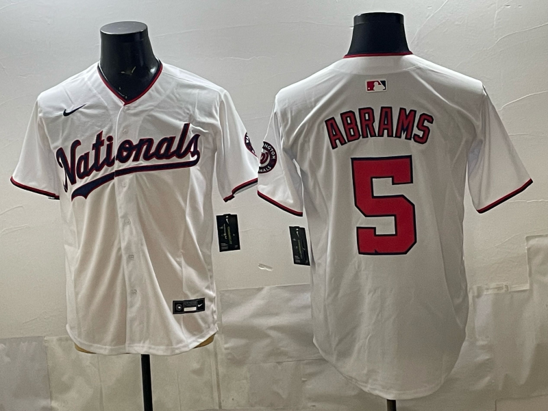Men's Washington Nationals CJ Abrams #5 White Home Replica Jersey