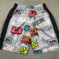 Men's San Antonio Spurs Gray Graffiti Edition Pocket Shorts1