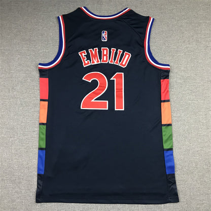 Men's Philadelphia 76ers Joel Embiid Navy 2021/22 Swingman Jersey1 - City Edition