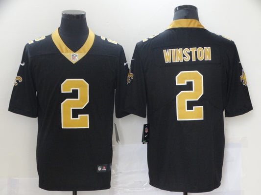 Men's New Orleans Saints Jameis Winston #2 Black Game Jersey1