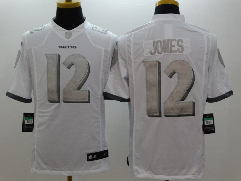 Men's Baltimore Ravens Jacoby Jones #12 White Game Jersey1