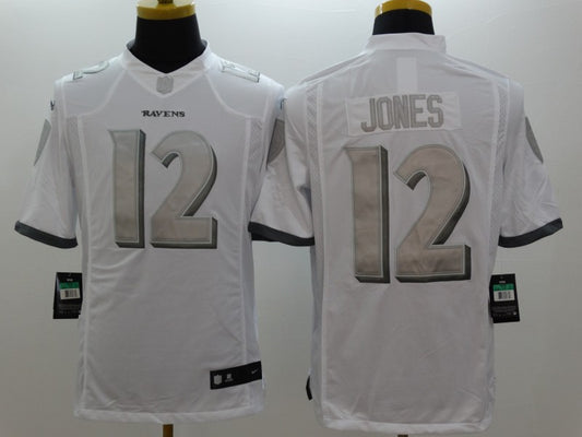 Men's Baltimore Ravens Jacoby Jones #12 White Game Jersey1