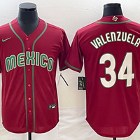 Men's 2023 World Baseball Classic #34 Fernando Valenzuela Mexico Red Jersey1