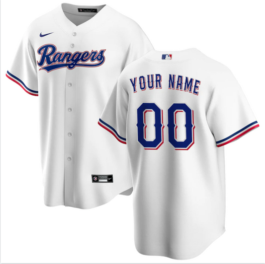 Men's Texas Rangers White Home Replica Custom Jersey1