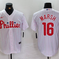 Men's Philadelphia Phillies Brandon Marsh #16 White Replica Player Jersey1