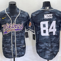 Men's Minnesota Vikings Randy Moss #84 Grey Camouflage Game Jersey1 Joint Edition