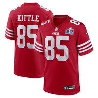 Men's San Francisco 49ers George Kittle #85 Scarlet Super Bowl LVIII Game Jersey1