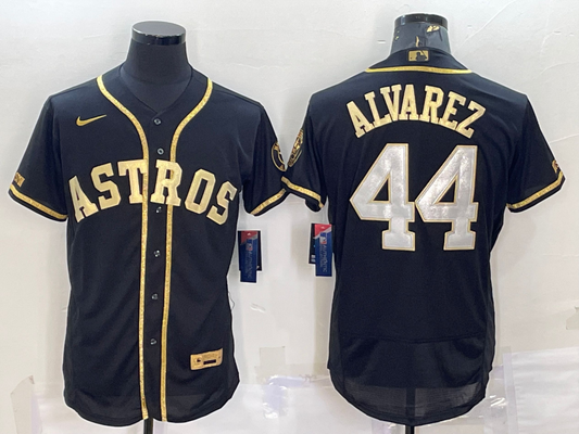 Men's Houston Astros Yordan Alvarez #44 Black Replica Authentic Jersey1