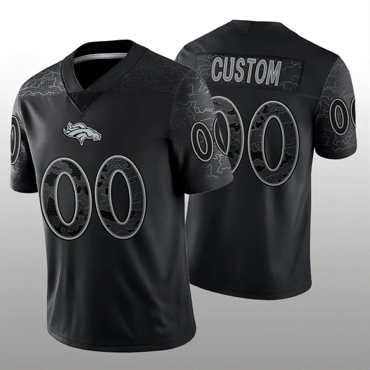 Custom1 Denver Broncos Black RFLCTV Limited Jersey1 Stitched Jersey1  American Football Jerseys