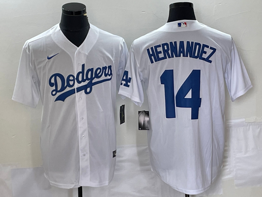 Men's Los Angeles Dodgers Enrique Hernandez #14 White Replica Game Jersey1