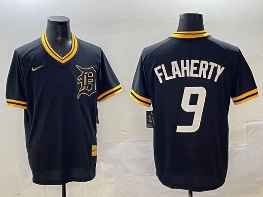 Men's Detroit Tigers Jack Flaherty #9 Black Replica Player Jersey1