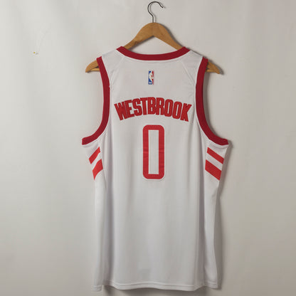Men's Houston Rockets Russell Westbrook #0 NBA White Classics Swingman Player Jersey1