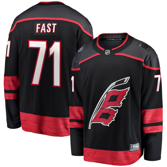 Men's Carolina Hurricanes Jesper Fast #71 Black Home Breakaway Player Jersey1
