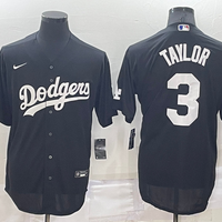 Men's Los Angeles Dodgers Chris Taylor #3 Black Replica Baseball Jersey1