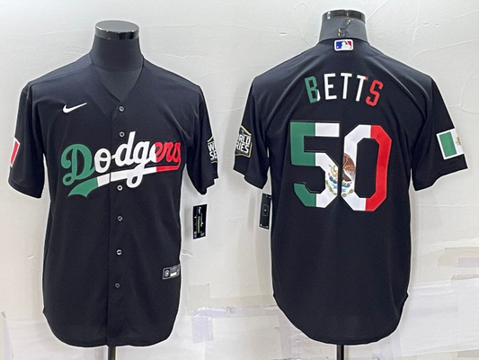Men's Los Angeles Dodgers Mookie Betts #50 Black Stitched Baseball Jersey1