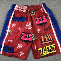 Men's Philadelphia 76ers Red Graffiti Edition Pocket Shorts1