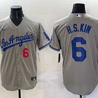 Men's Los Angeles Dodgers Hyeseong Kim #6 Gray Replica Player Jersey