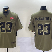 Men's San Francisco 49ers Christian McCaffrey #23 Olive Salute To Service Limited Jersey2