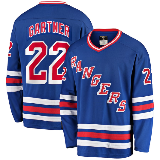 Men's New York Rangers Mike Gartner #22 Blue Player Game Jersey1