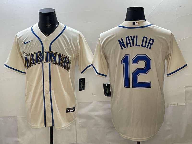 Men's Seattle Mariners Josh Naylor #12 Cream Replica Player Jersey