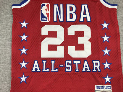 Men's 89 All Star Chicago Bulls Michael Jordan Red Hardwood Classics Swingman Jersey1
