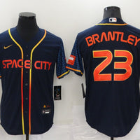Men's Houston Astros Michael Brantley #23 Navy Space City Jersey1