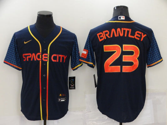 Men's Houston Astros Michael Brantley #23 Navy Space City Jersey1