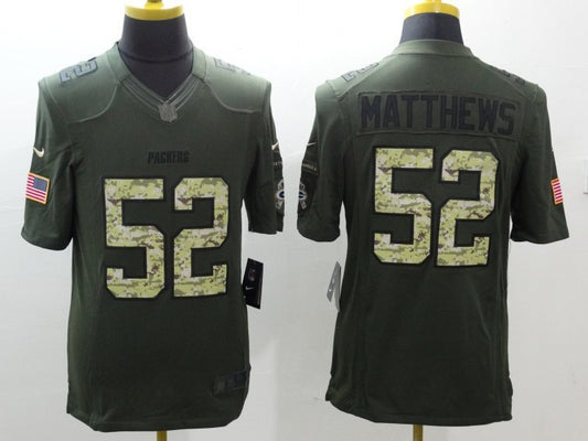 Men's Green Bay Packers Clay Matthews #52 Army Green Game Jersey1