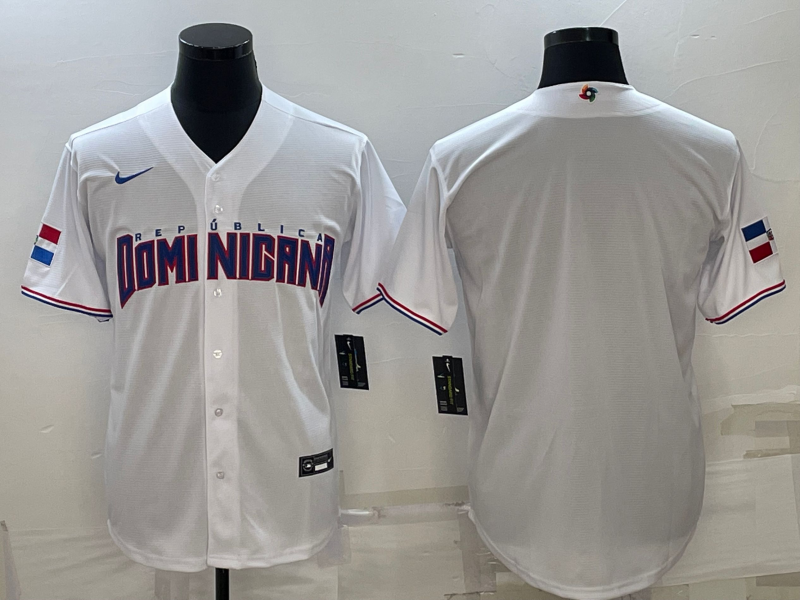 Men's 2023 World Baseball Classic Dominican Republic White Blank Jersey1