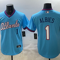 Men's Atlanta Braves Ozzie Albies #1 Powder Blue 2026 City Connect Stadium Jersey