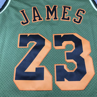 Men's Los Angeles Lakers LeBron James #23 Army Green 2018-19 Hardwood Classics Swingman Jersey1